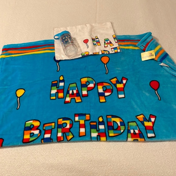 Lego Accessories Legoland Happy Birthday Items Fuzzy Blanket Water Bottle And Pillow Case